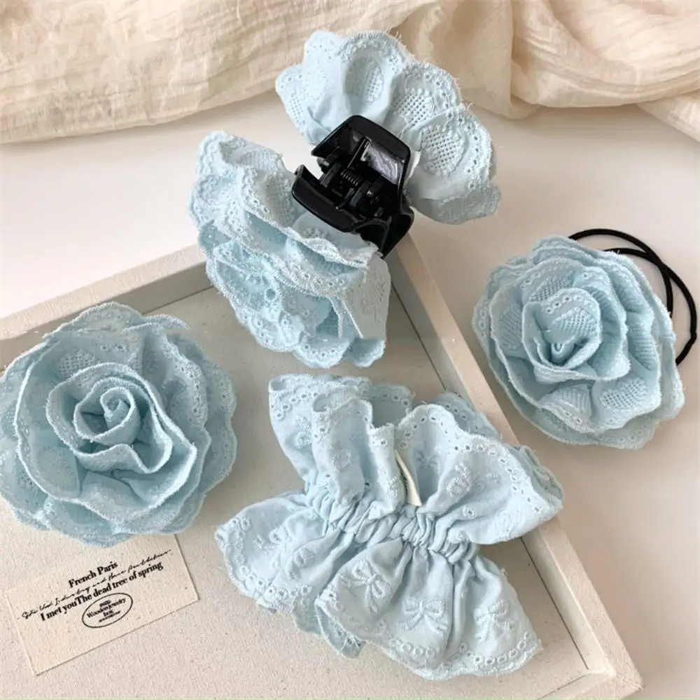 

Fashion Hair Tie Lace Hair Rope Elastic Hair Band Ponytail Holder Flower Hair Clip Hair Accessories French Rose Hairpin Party