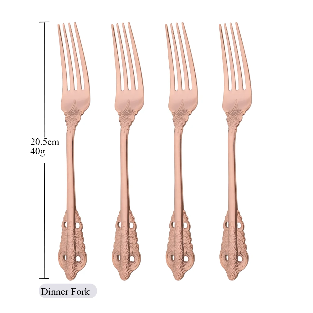 4Pcs Western Rose Dinnerware Set Dinner Fork Cutlery High Quality Stainless Steel Silverware Dessert Forks Kitchen Tableware Set