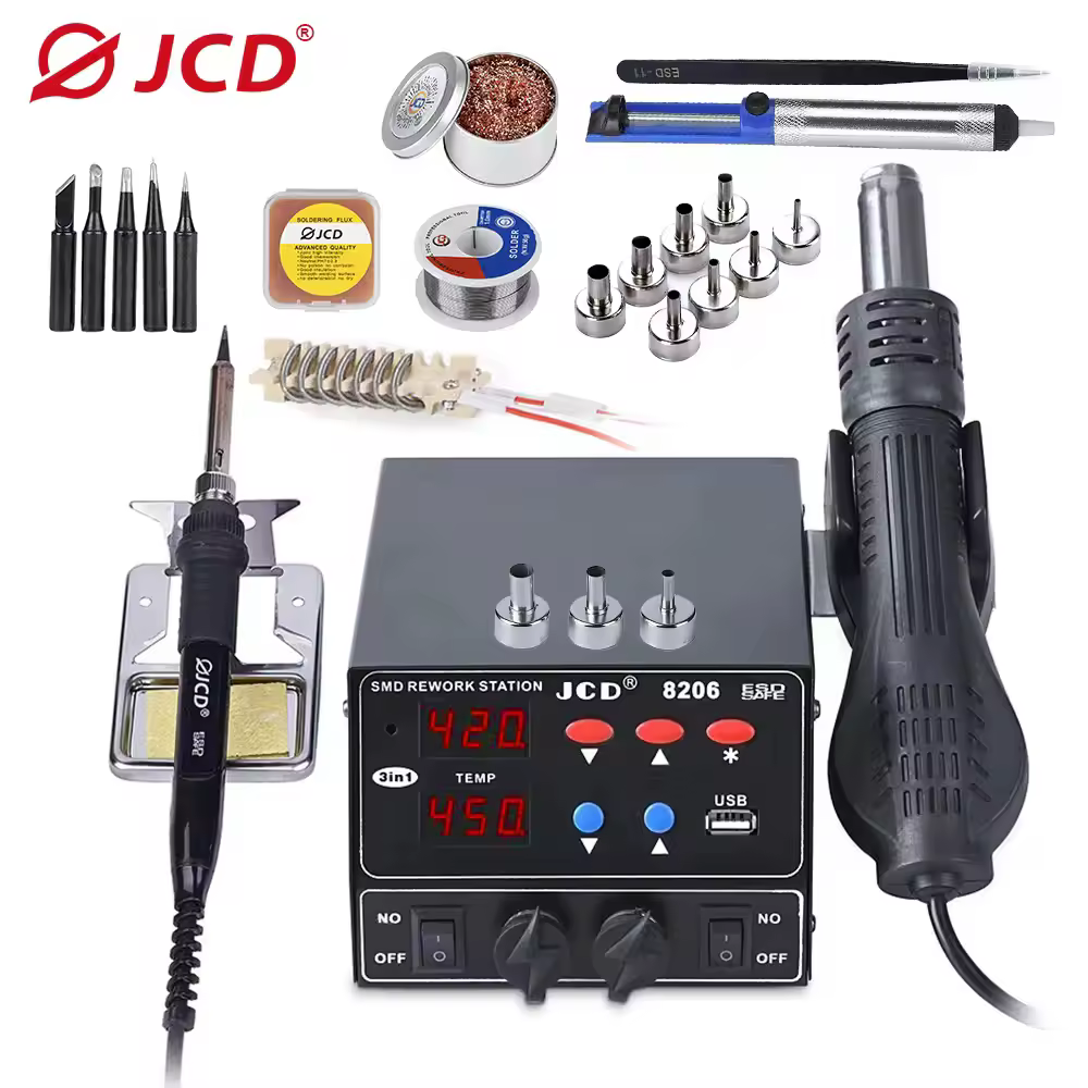 JCD 800W הלחמה עיבוד חוזר תחנת LED תצוגה דיגיטלית SMD ריתוך אוויר חם אקדח הלחמה תחנת הלחמה ברזל תיקון כלי ערכת 8206