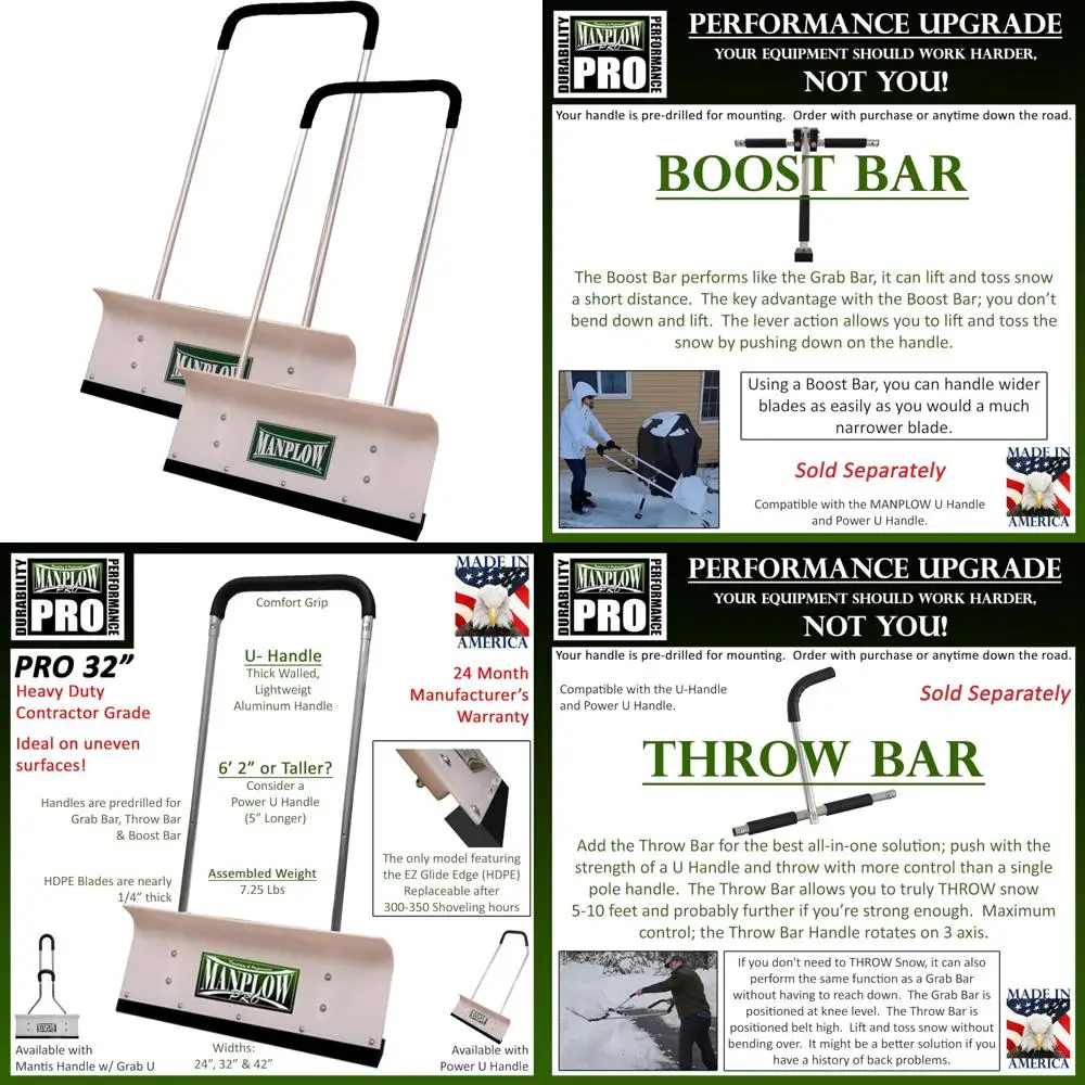 

32-Inch Dual Pack Professional Grade Snow Pusher for Heavy Snow Removal