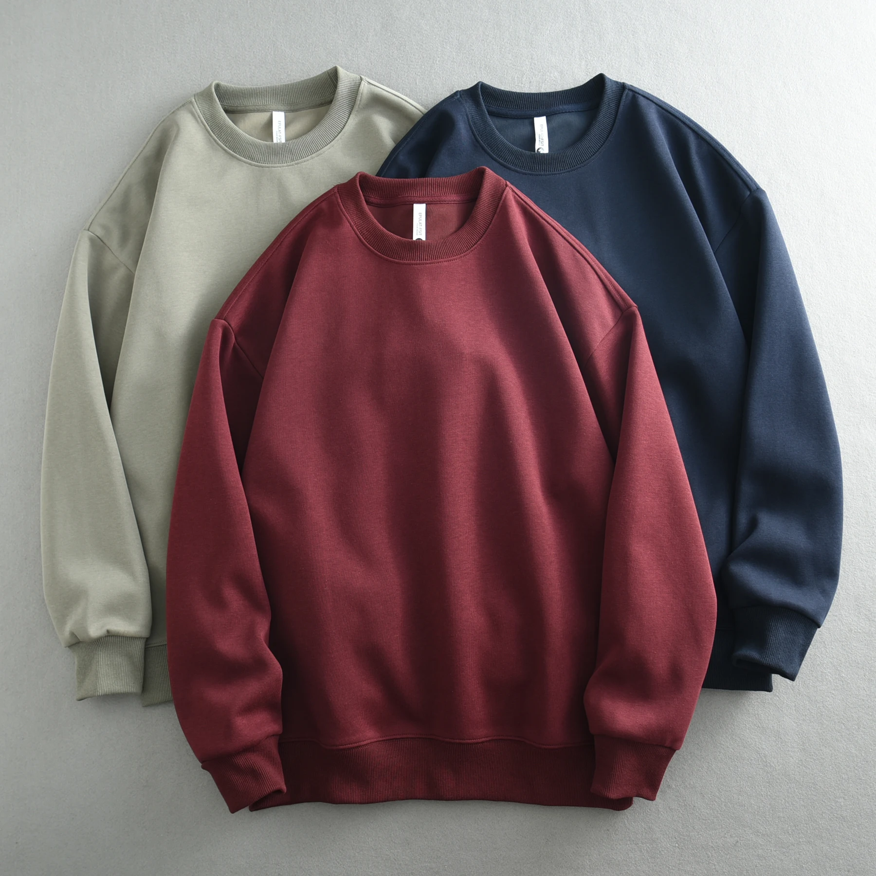 

Autumn New American Retro Long Sleeve O-enck Solid Color Sweatshirts Men's Simple 65% Cotton Washed Pullover Casual Sportwear