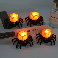 Lumière LED de Décoration d'Araignée d'Halloween, Bougie Électronique, Veilleuse d'Araignée, Fournitures de ix, Accessoires d'Horreur