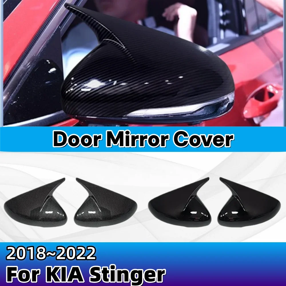

Door Mirror Cover For KIA Stinger 2018 2019 2020 2021 2022 ABS With Carbon Fiber Pattern Car Decoration Upgrade Accessory