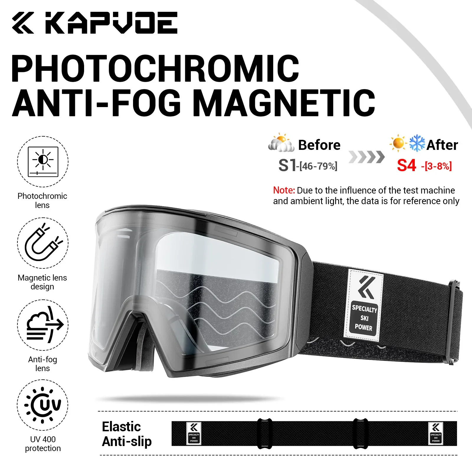 

KAPVOE Photochromic Ski Goggle Snow Anti-Fog Sunglasses Kit UV400 Glasses Snowmobile Winter Snowboard Mask for Men Women Eyewear