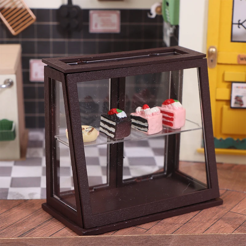 1:12 Dollhouse Miniature Display Cabinet Cake Cabinet Mini Bread Rack Cupboard Storage Shelf Model Kitchen Furniture Decor Toys