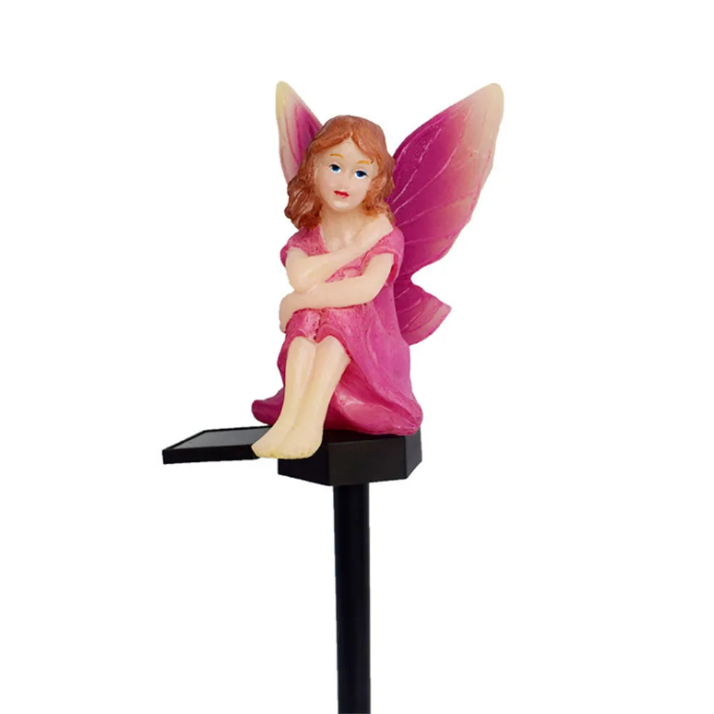 Outdoor LED Garden Solar Landscape Lamps Fairy Sensor On/Off Decor Lantern Angel Plug Waterproof Holiday Lawn Path Yard Lighting