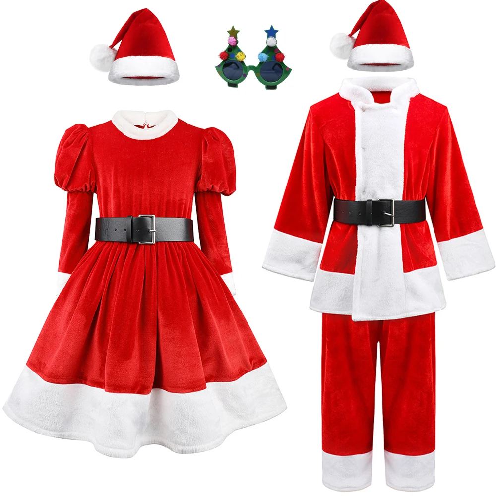 

Childrens Christmas Party Autumn And Winter Style Velvet Sets With Hat Boys And Girls Santa Claus Cosplay Costume Carnival 2025