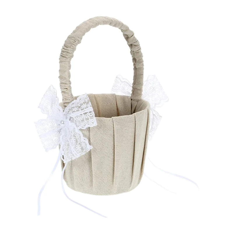 Bridal Flower Girl Flower Basket Fabric Flower Basket Wedding Flower Girl Spreading Flowers Portable Flower Basket