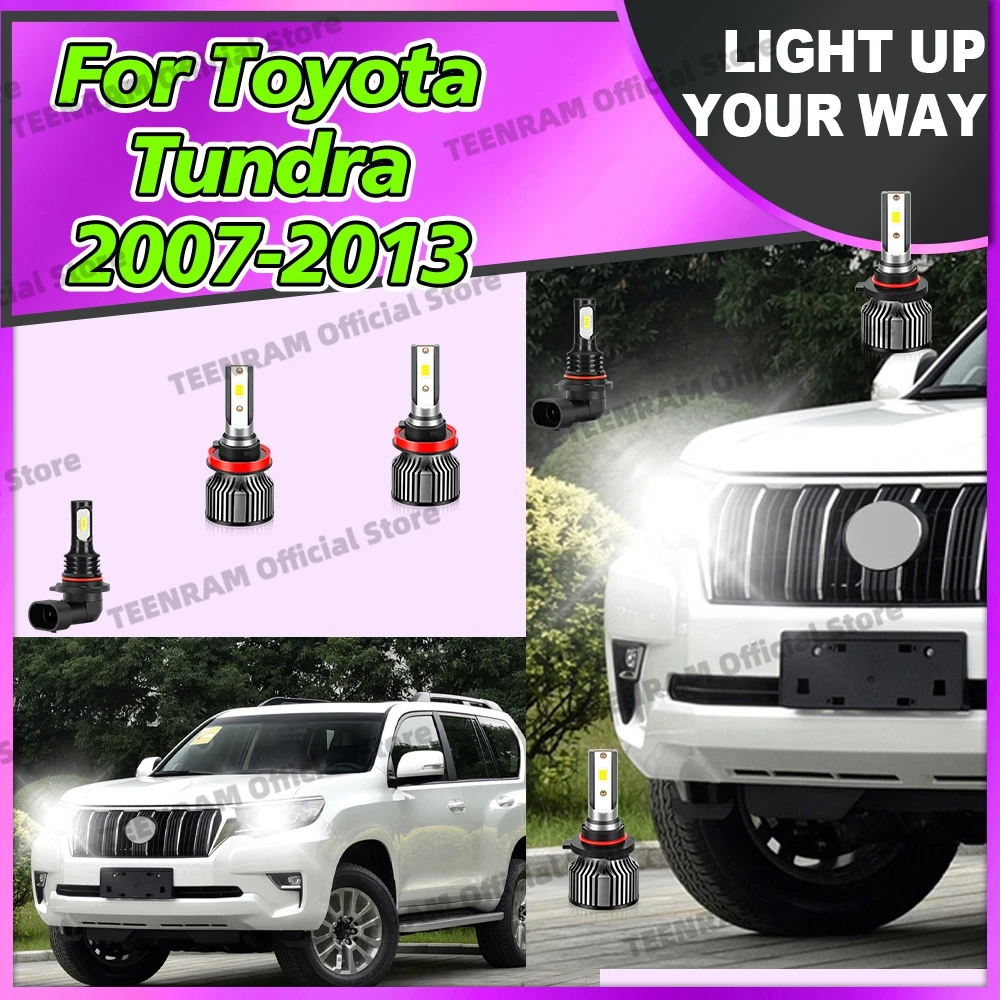 

2/6 шт. светодиодных ламп для передних фар Toyota Tundra 2007-2013 (2008, 2009, 2010, 2011, 2012) – дальний и ближний свет, 30000 лм, 6000K, противотуманные фары