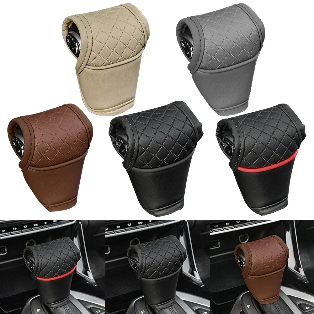 

Car Gear Shift Cover PU Leather Shift Lever Cover Universal Interior Replacement Parts Gearbox Shifter Knob Protector