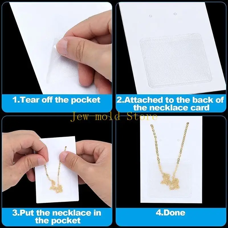 C71B 100x Anting Kalung Rantai Penyimpanan Kalung Kartu Kantong Tas Hadiah untuk Kantong Perhiasan Tas Hadiah Pesta Pernikahan