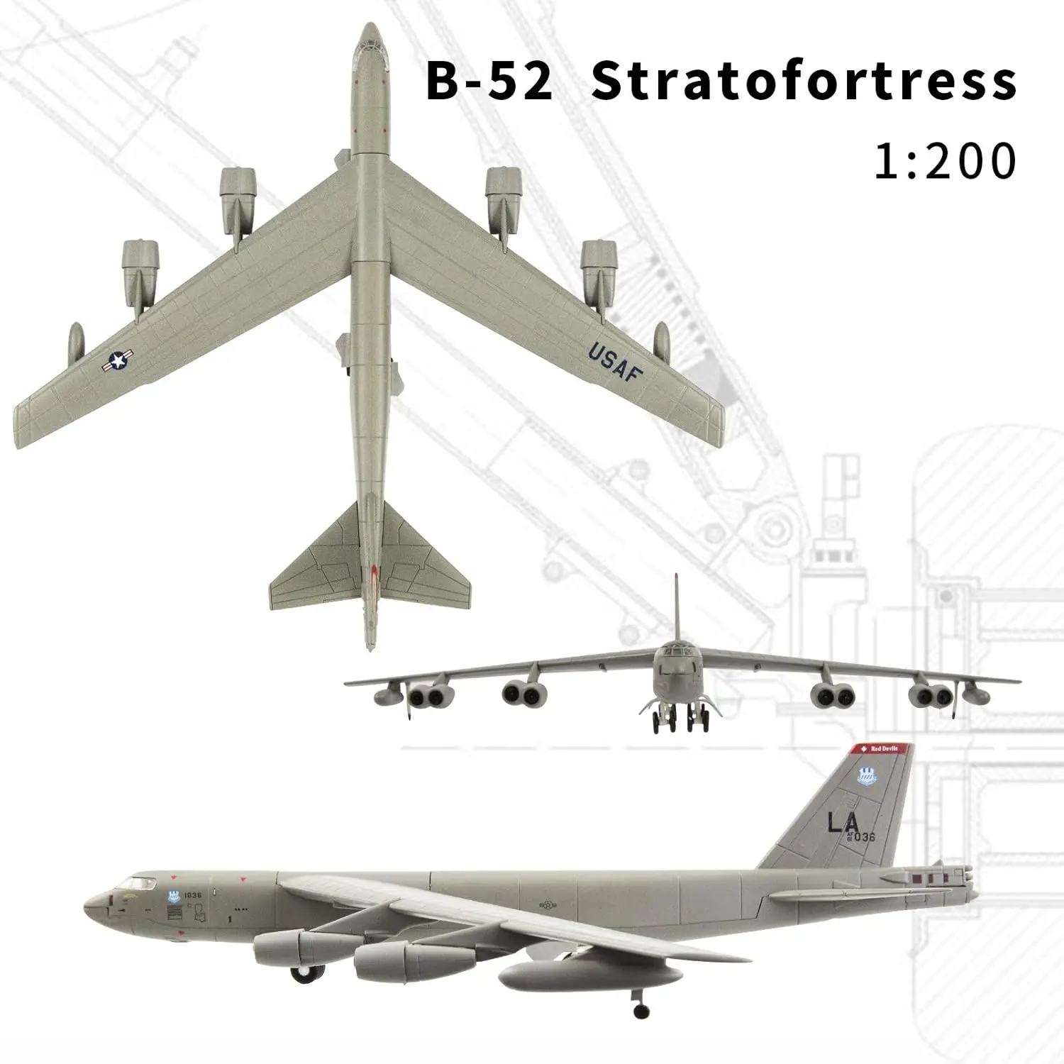 

Масштаб 1/200 B-52, стратегический бомбардировщик дальнего действия с реактивным питанием, литая под давлением военная модель самолета для коллекции дисплеев