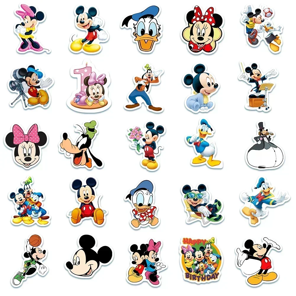 50PCS Cute Disney Movie Minnie Mickey Stickers Anime Decal DIY Skateboard Laptop Motorcycle Cool Cartoon Sticker Pack Kids Toy