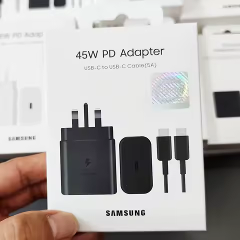SAMSUNG 45W PD Super Fast Charger UK Plug For Galaxy S24 S25 Z Flip Fold 7 6 5 4 S23 S22 Note20 Ultra Plus A54 5A USB C PD Cable