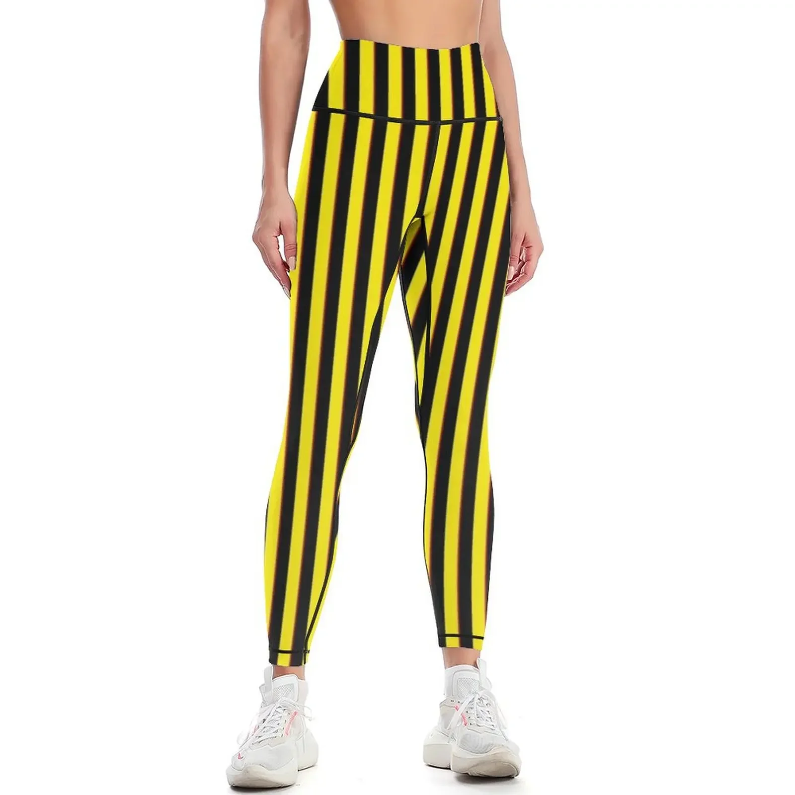 

Vertical Stripes Yellow Black and Red Leggings Women sportwear legging push up Womens Leggings