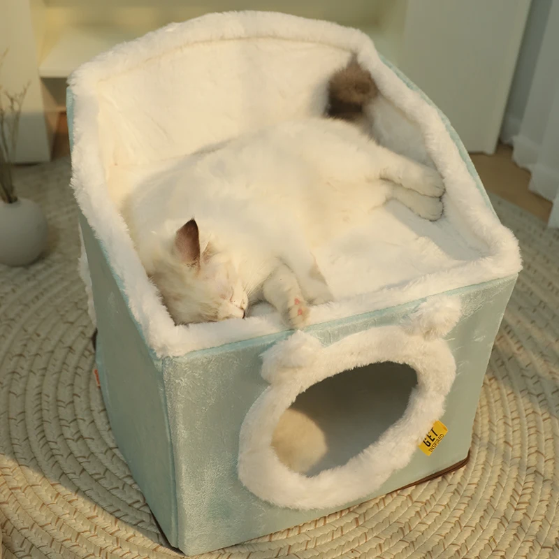 HOOPET Deep Sleep Cat House Winter Cat Mat Bed Pets Tent Cozy Cave Kitten Basket Puppy Cushion Pet Supplies