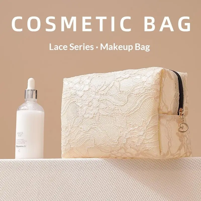 Storage Organizer Floral Lace Makeup Bag Flower Printed Cosmetic Pouch Large Travel Cosmetic Bag Makeup Accessory