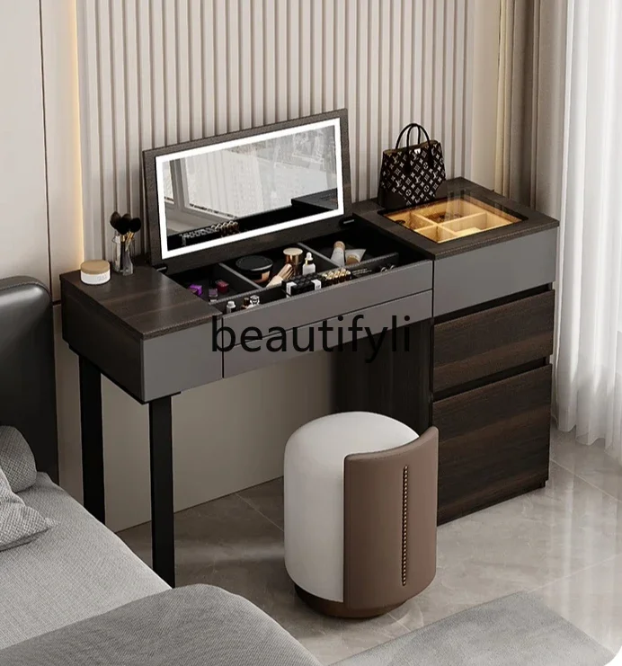 

D96 Italian flip dresser light luxury high-end bedroom two-in-one desk hidden mirror
