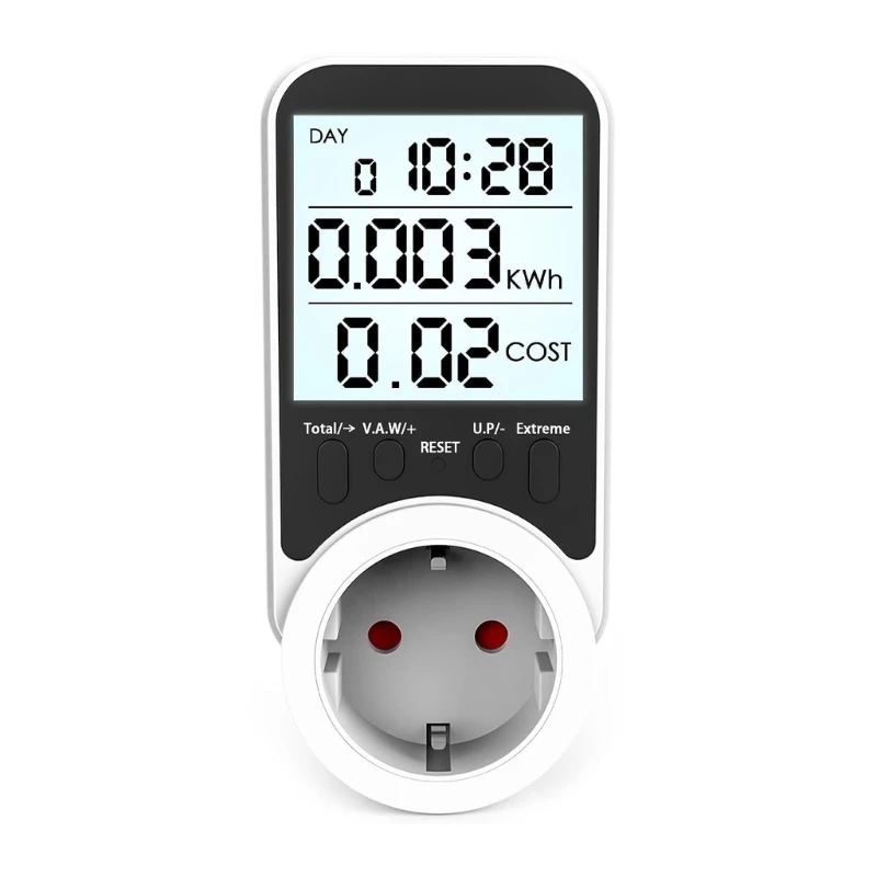 Power Meter Socket Plug Outlet European Standard Measure LCD Display Power Meter Household Device Energy Cost Monitors