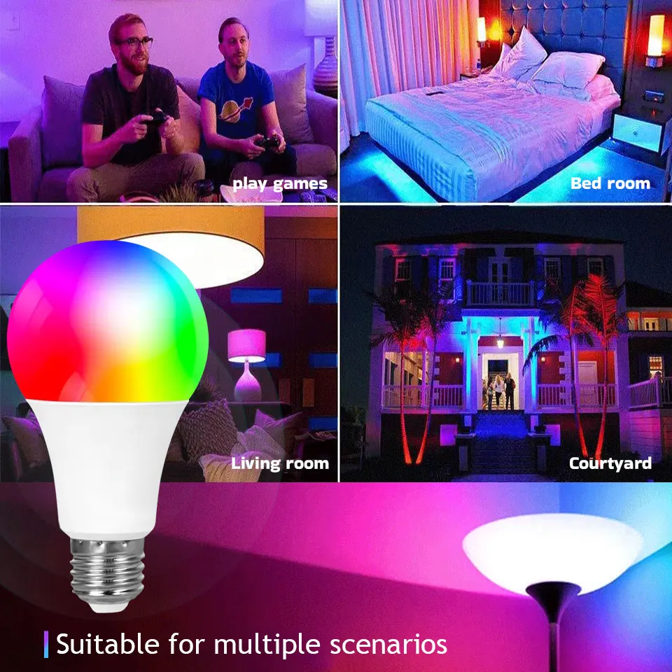 Lampadina a Led intelligente Bluetooth Tuya RGB lampadina controllo APP del telefono AC220V lampada a LED colorata dimmerabile per la decorazione