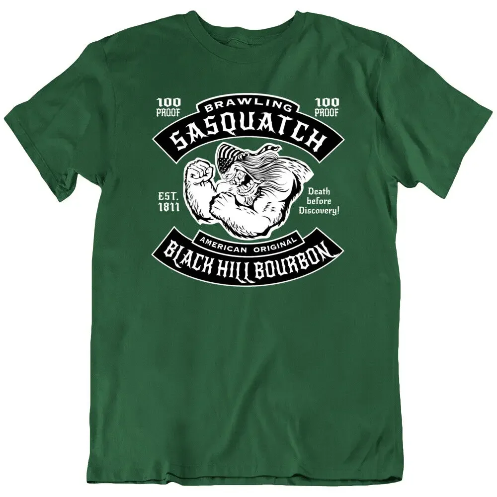 Brawling Sasquatch Black Hill Bourbon Bigfoot Forest Animal T Shirt Tee Gift New