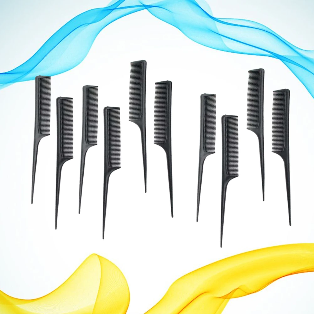 

10pcs Cutting Comb Set Professional Barber Combs Salon Tools ABS Material Smooth Narrow Teeth Design Promote Blood Circulation