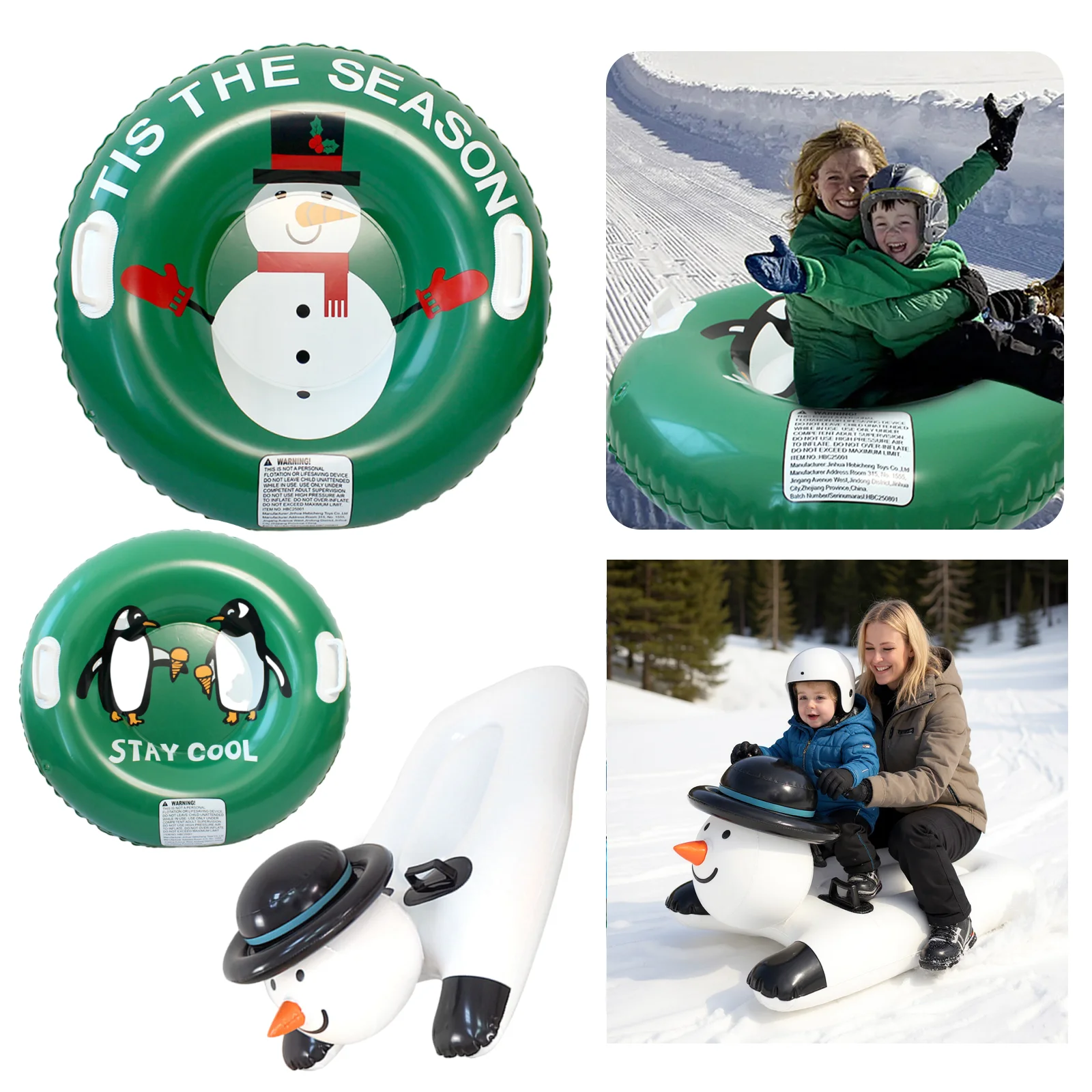 

PVC Thickened Ski Ring Wear Resist Inflatable Ski Board Leakproof Snow Tube Sled for Outdoor Winter Family Activity