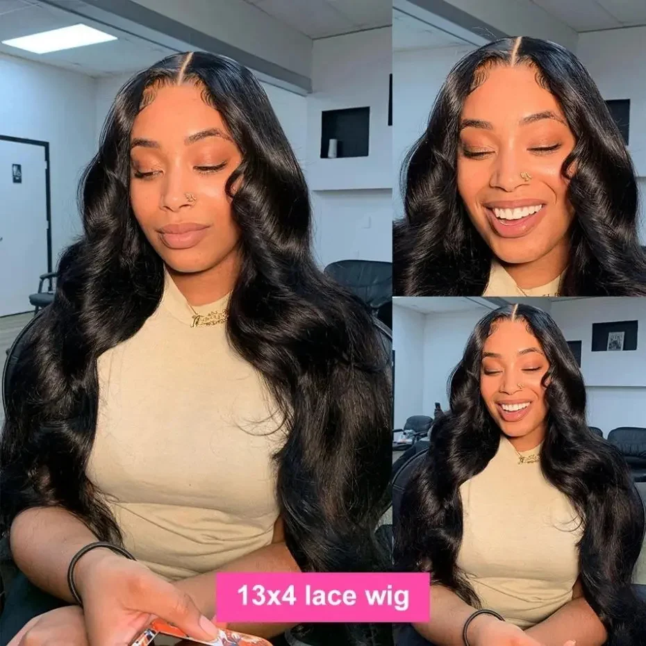 360 HD Lace Frontal Wig 180% 13x6 Body Wave Lace Front Wig Peruvian Human Hair Wigs For Black Women 32 34 36In 13x4 Lace Wig