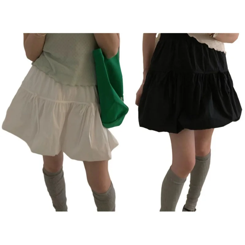 

Pressure Pleated Bow Tie Bud Tutu Skirt Women Casual Thin Half-body Skirt Women's Clothing