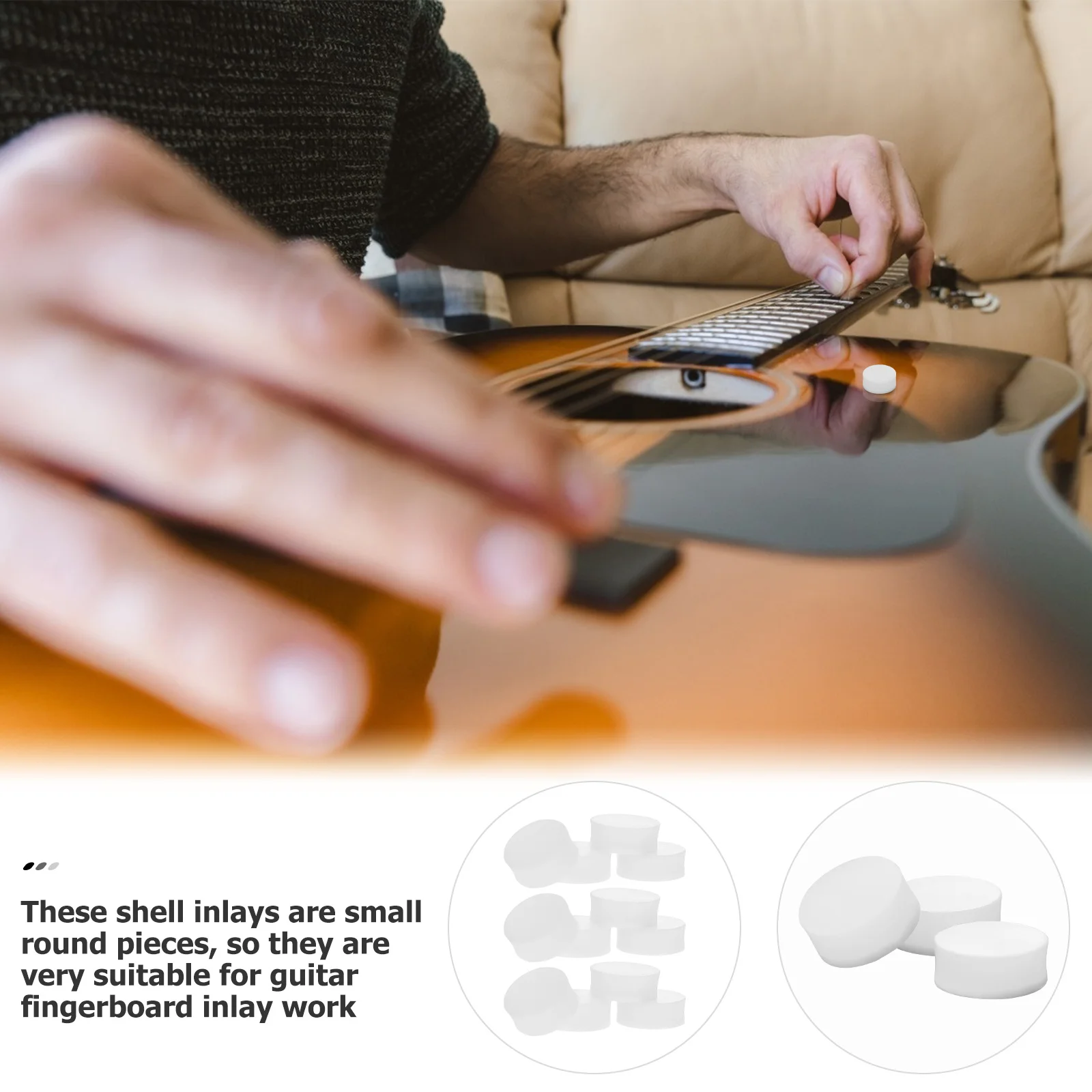 

20Pcs Guitar Fretboard Shell Inlay Dots Natural Bright Color Round Inlaid Points for Acoustic Classical Guitar Mandolin