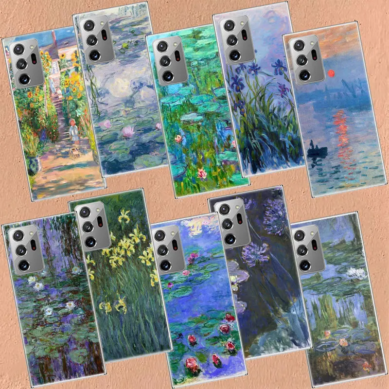 Claude Monet Garden Lotus Bridge Phone Case For Samsung Galaxy S24 S22 Ultra S21 Plus Capa S20 S23 FE S10 S9 S8 Plus Cover Shell