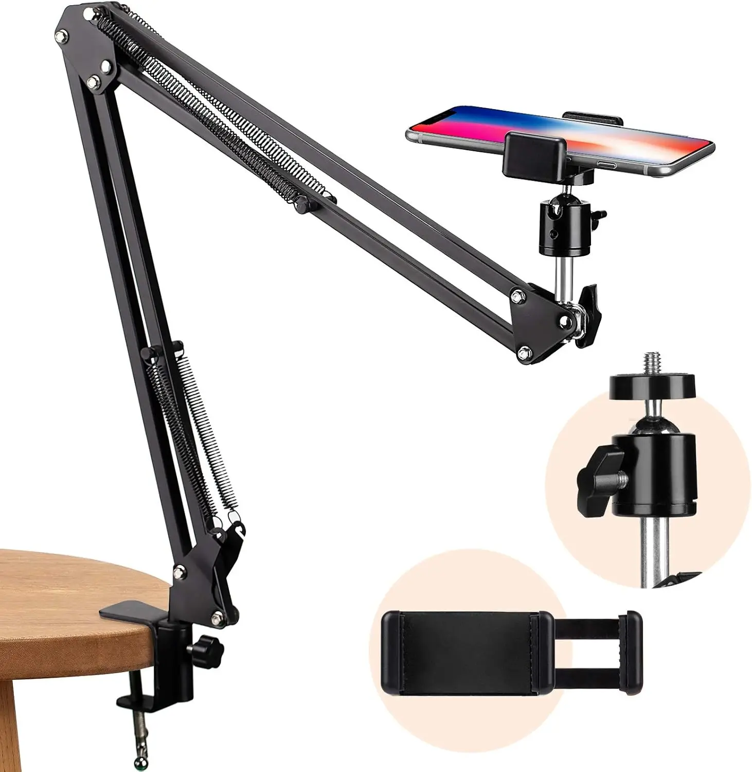 TARION Overhead Video Arm Articulating Flexible Cell Phone Holder for Desk