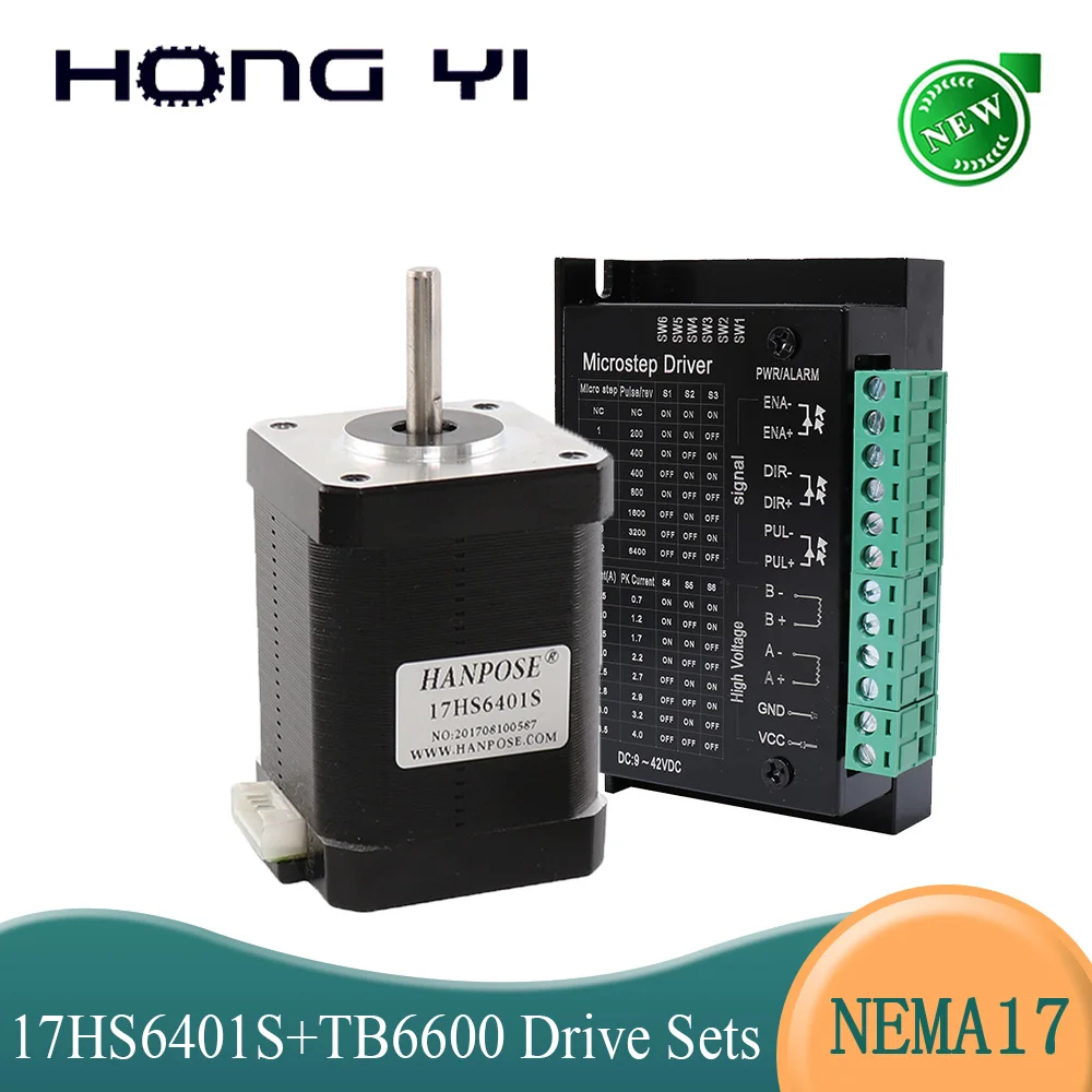 NEMA 17 Stepper Motor 42 Hybrid 2 Phase motor 17hs6401s +TB6600 60mm 7.3kg.cm 1.8A Step Motor for cnc 3D printer