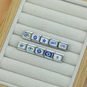 Edelstahl Hallow Hamiship Italienische Reize Armbänder, Perlenverbindungen, Star, Liebesaugen, Schmuck, geeignet für Frauengeschenk, neu, TZ003, 9mm, 2024 8 Hauptverkaufsstar Ninja Steel - №4