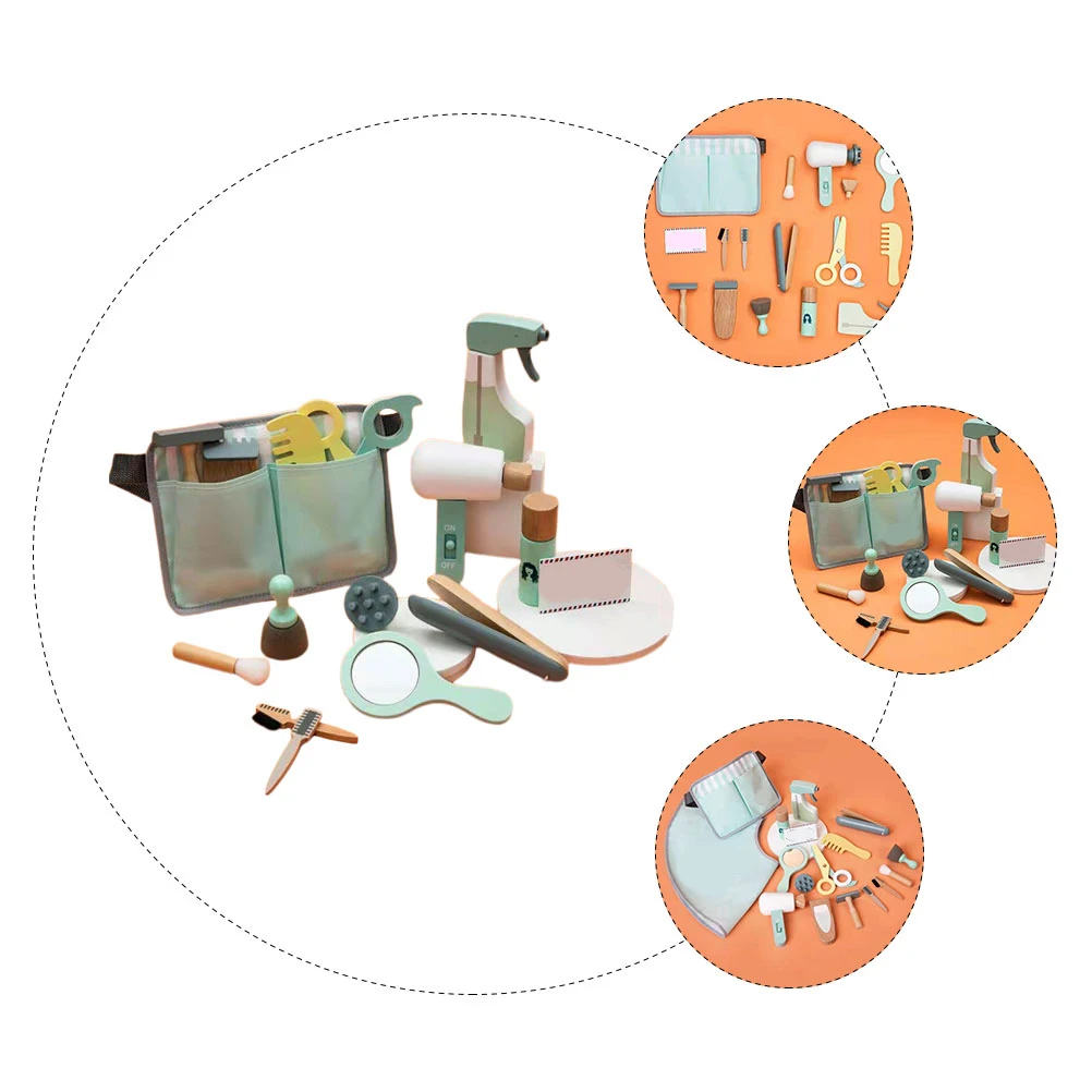 1Set Kinderen Kapsel Kit Educatief Fantasiespel Houten Kapper Tool Veilig Kinderen Leren Set Creatief Rollenspel