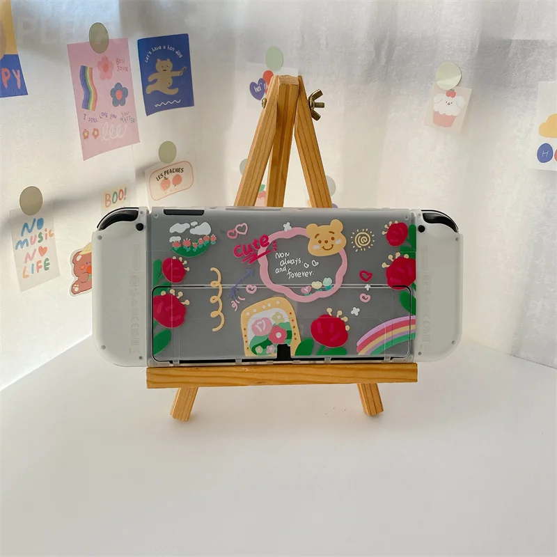 Cute Flower Cartoon Game Console Case for Nintendo Switch OLED NS NX Clear Soft Silicone Protector Cover Switch Accessories