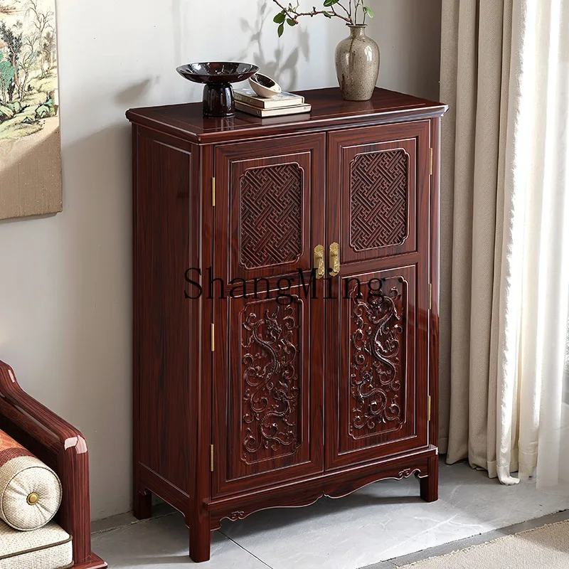 

SM household simple model new Chinese solid wood rounded corner cabinet living room home storage side cabinet