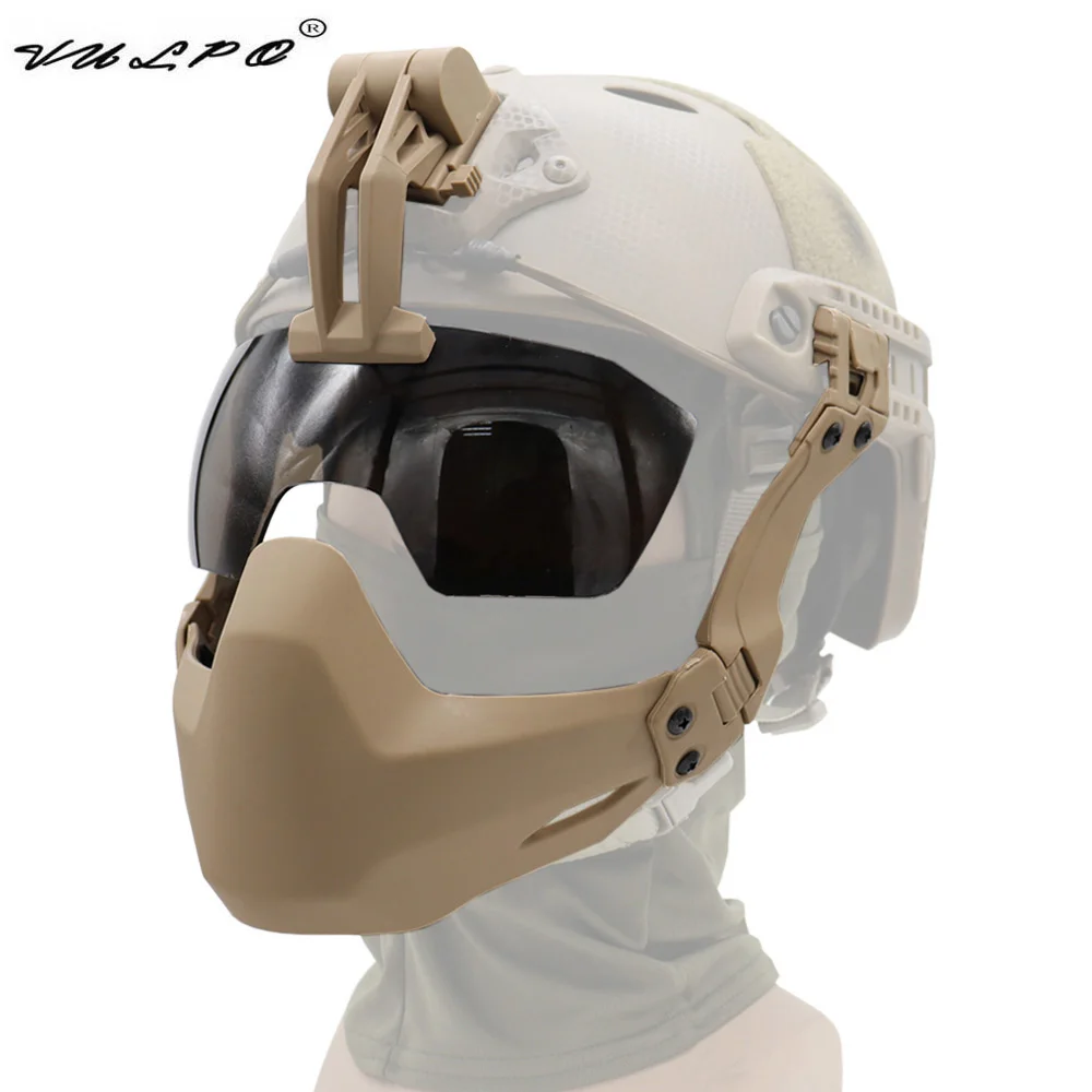 VULPO Tactical Helmet Half Face Mask Hunting Airsoft Paintball Goggles CS Game Protect Mask Goggle For FAST Helmet Gear