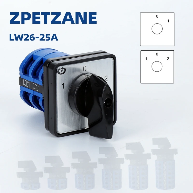 LW26-25A Cam Rotary Switch Singel/Double Power Control Motor Reverse Forward And Reverse Selector Silver Contact YMW26