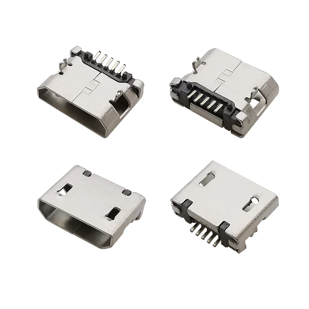 20Pcs Micro USB Connector 5 Pin 5.9mm No Side Flat Mouth Short Needle for Mobile Phone Tail Data Plug Charging Port