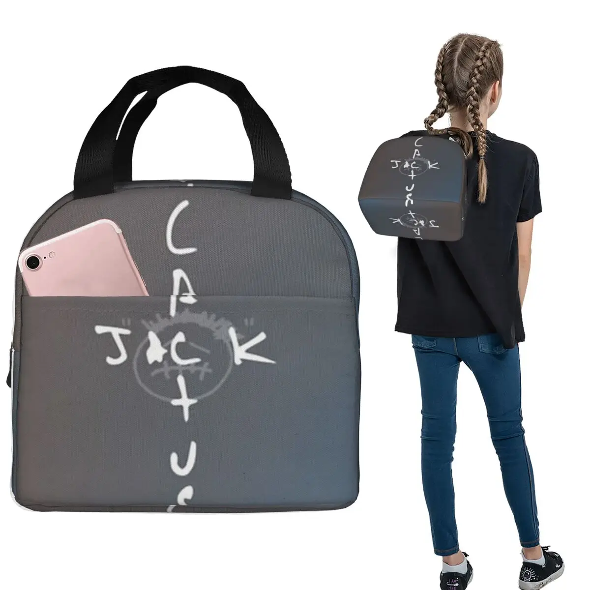Cactus Jack Logo Insulated Lunch Bag for Women Kids Leakproof Food Boxes Thermal Lunch Box Tote