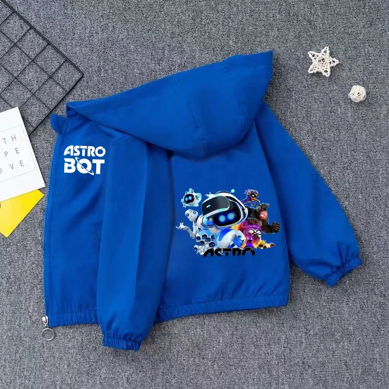 New Astro Bot Kids Zipper Coat Anime Printed Jackets Pullovers Windbreaker Outerwear Fashion Autumn Spring Children Clothes Gift