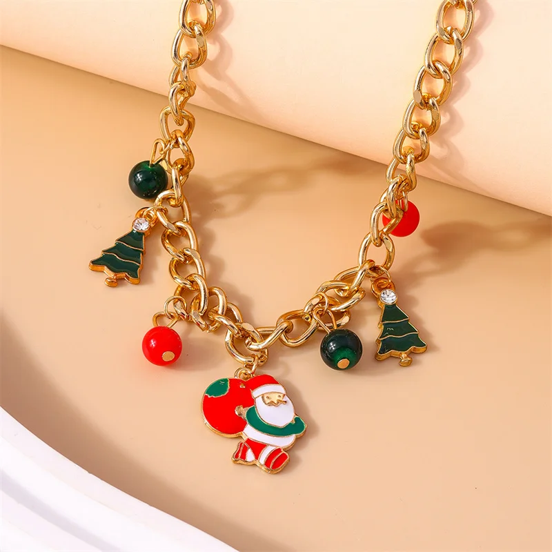 Aihua neue Mode Weihnachten Halskette für Frauen Mädchen Santa Claus Hirsch Glocke Weihnachten Stern Baum Anhänger Halskette Neujahr Geschenke – Detail 4