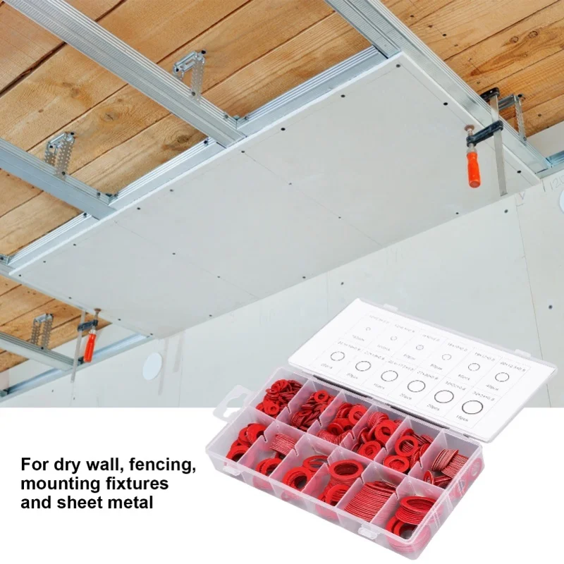600PCS Flat Washer Assortment Insulation Alloy Steel Paper Fiber Sealing Gasket Multiple Sizes
