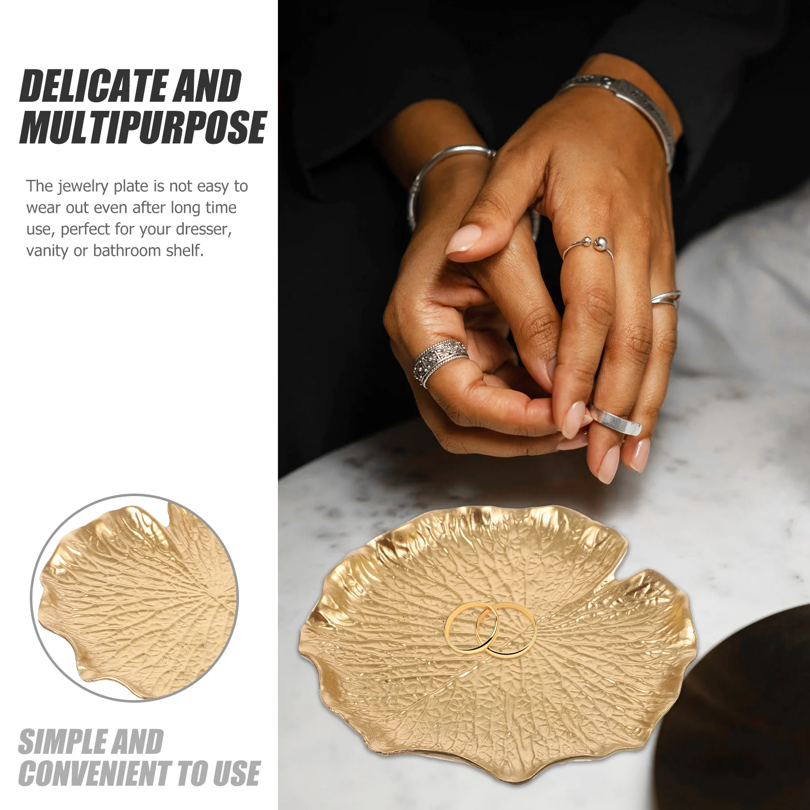 

Metal Trinket Tray European Style Leaf Shaped Jewelry Organizer Ring Dish Holder For Bedroom Jewelry Storage Key Tray