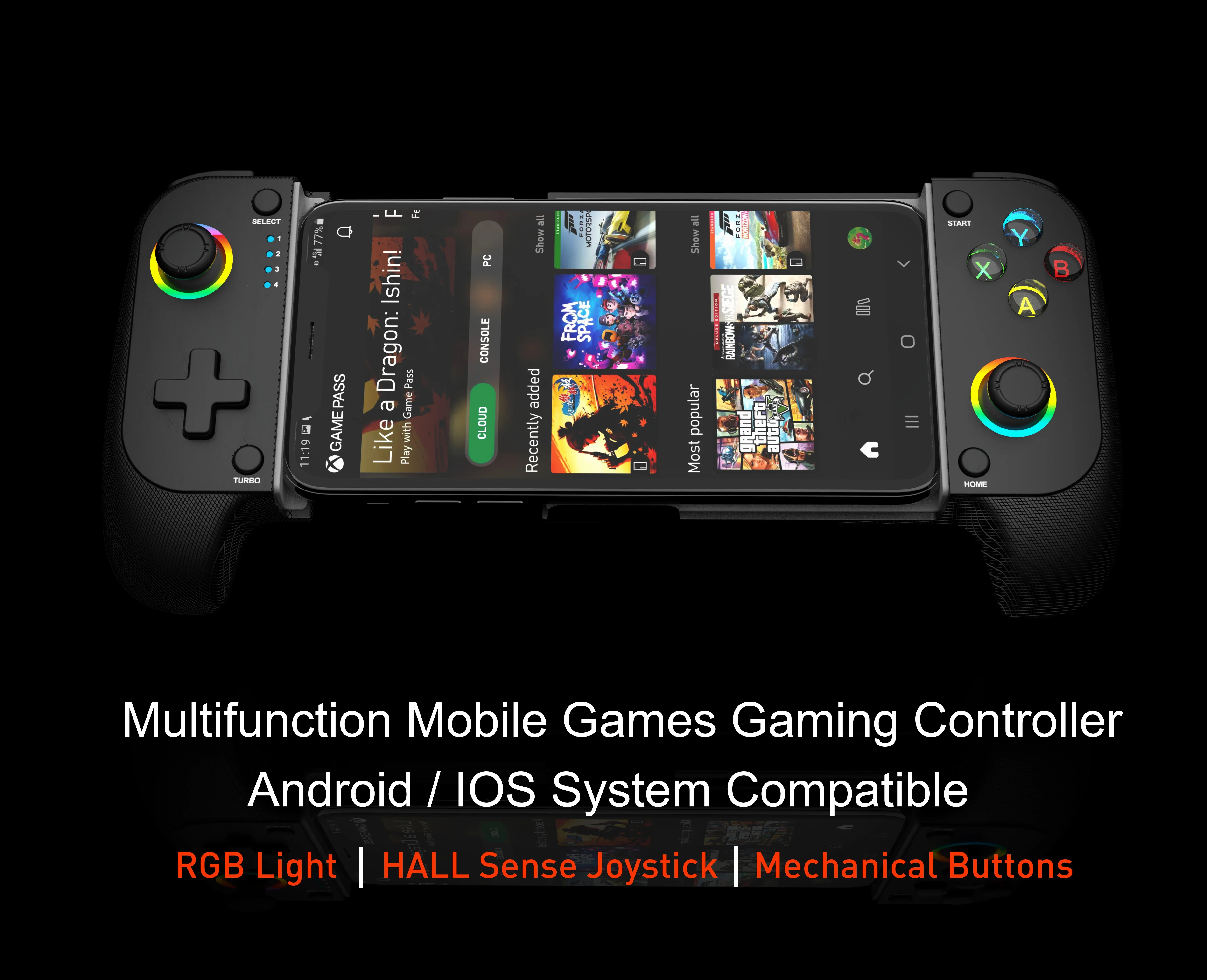 Мобильный игровой контроллер для iPhone и Android Беспроводной Bluetooth с подсветкой RGB Поддержка воспроизведения PS Remote Play Фото №6