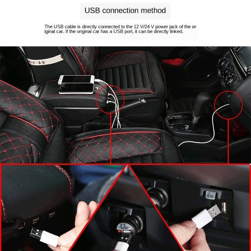 For Ford Focus 2 armrest box For Ford Focus mk2 central storage box Car Armrest with USB LED light Easy to install