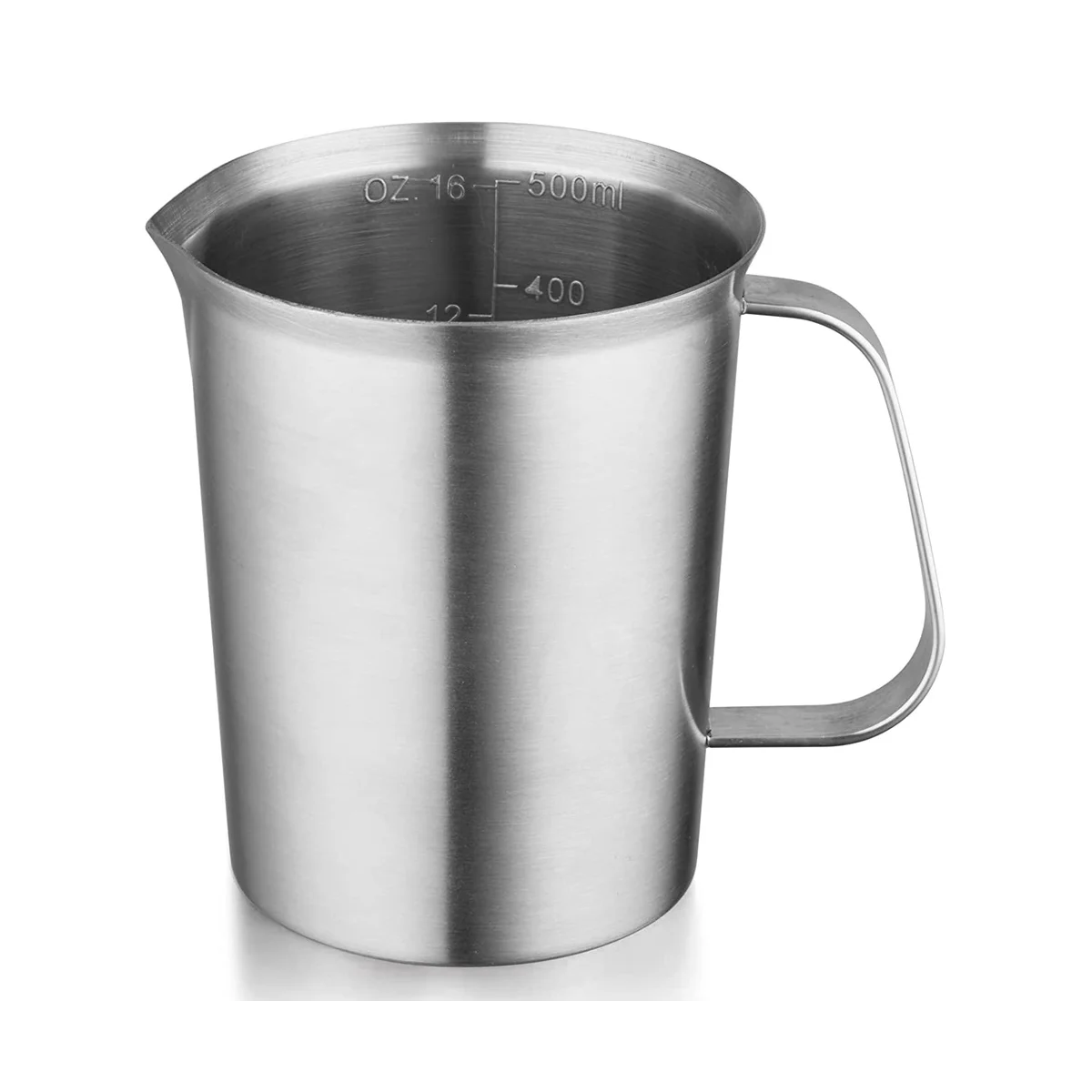 Stainless Steel Measuring Cup with Handle and Pour Lip, Metal Pitcher with Oz and ML Marking, 16OZ/500ML, Pitcher