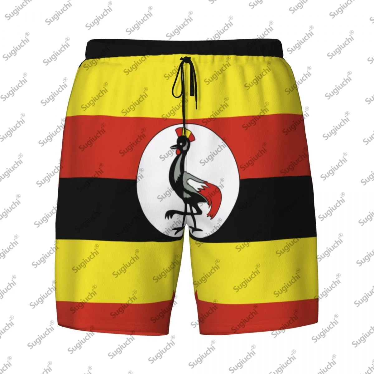 

2025 Уганда Флаг Топ с 3D принтом Мужские плавки Гавайский купальный пляж 2 в 1, быстросохнущие летние шорты для плавания с карманами