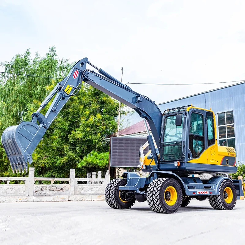 Municipal Construction Multifunctional Hydraulic 8TON Tire Wheels Excavator Wheeled Excavator For Sale